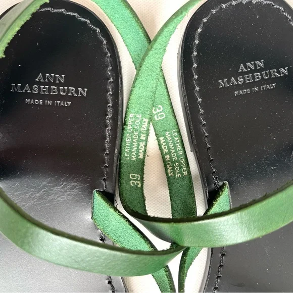 Ann Mashburn Green Leather Diagonal Strap Sandal - Picture 4 of 4